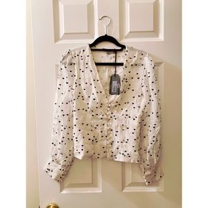 AllSaints Chalk White Amalie Hearts Top SZ 0